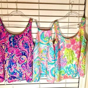 3 Lilly Pulitzer Colorful Tank Tops - multi color small and xs. Like new.